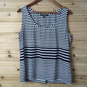 Grayse Kelly and Marie Gray Top Womens XXL Blue Striped Studded‎ Tank Top